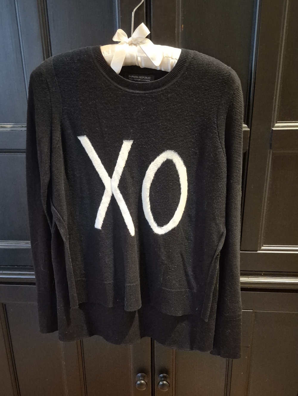 Banana Republic Black Crewneck Sweater with White XO Graphic